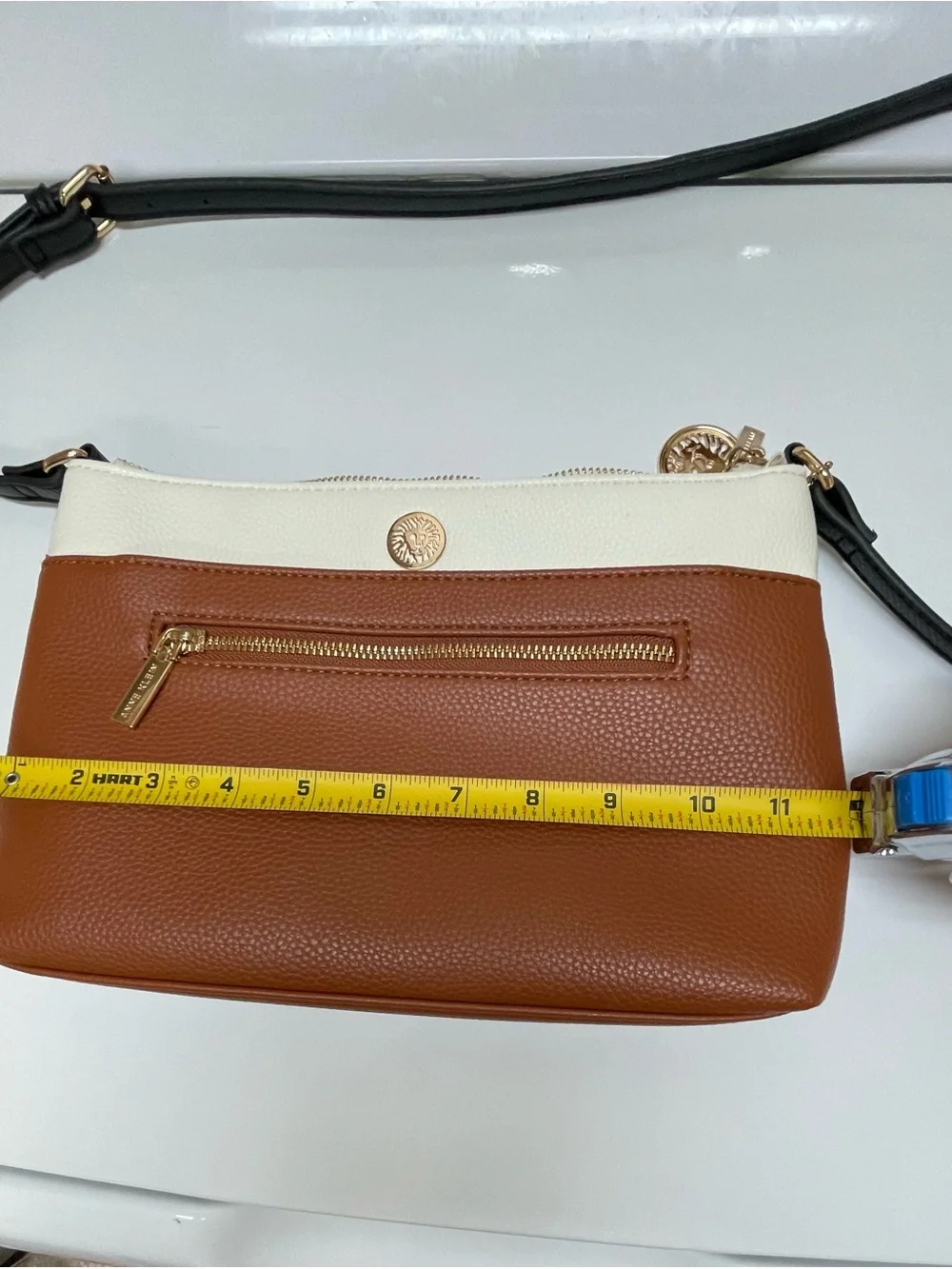 Anne Klein White and Orange Crossbody with Gold Accents - Picture 8 of 10